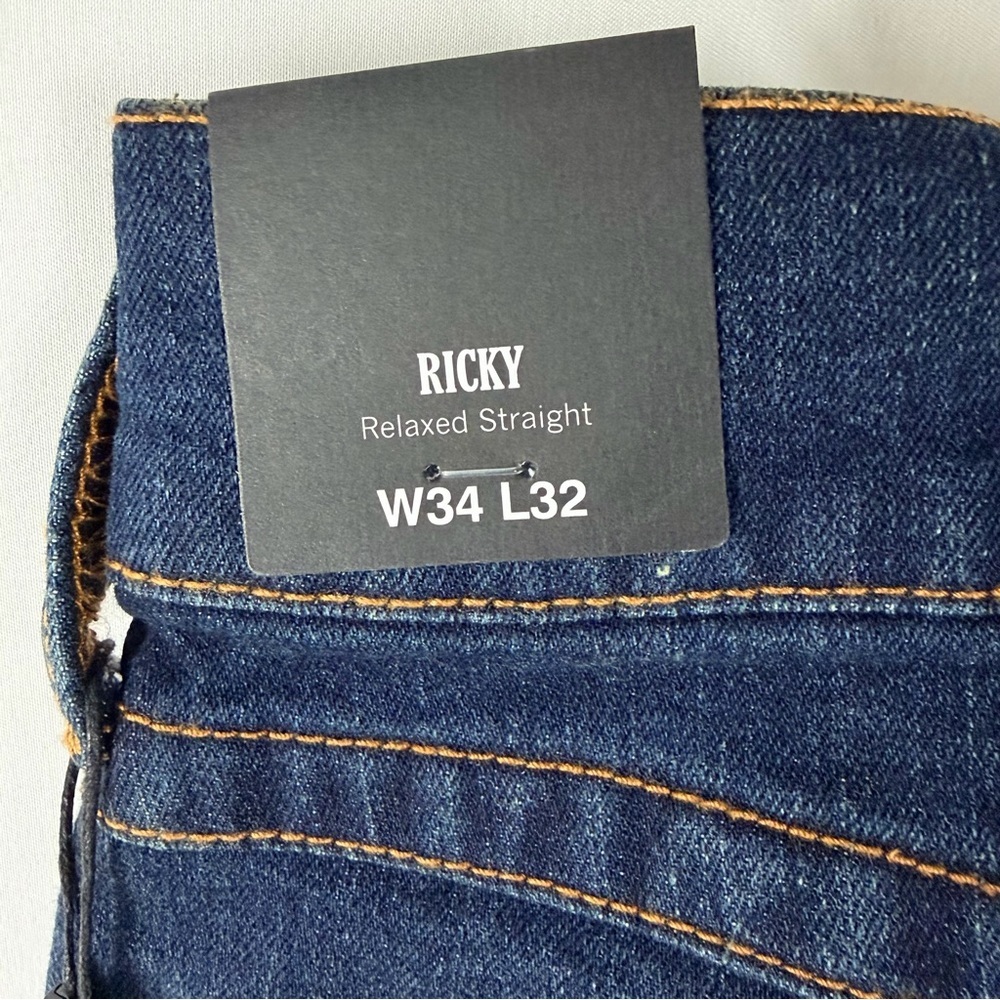 True Religion Ricky Flap Jeans Mens 34x32 Relaxed Straight Dark Wash - Picture 9 of 14